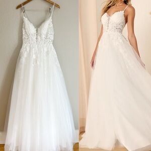 Height of Love White Embroidered Beaded Backless A-Line Gown